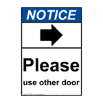Portrait ANSI NOTICE Please use other door Sign with Symbol ANEP-28573