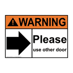 ANSI WARNING Please use other door Sign with Symbol AWE-28573
