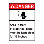 Portrait ANSI DANGER Electrical Panel Keep Clear 36 Inches Sign with Symbol ADEP-1280