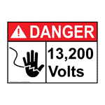 ANSI DANGER 13,200 Volts Sign with Symbol ADE-1035