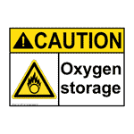 ANSI CAUTION Oxygen Storage Sign with Symbol ACE-16843