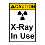 Portrait ANSI CAUTION X-Ray In Use Sign with Symbol ACEP-6685
