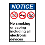 Portrait ANSI NOTICE No smoking or vaping Sign with Symbol ANEP-39029
