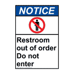 Portrait ANSI NOTICE Restroom out of order Sign with Symbol ANEP-37447