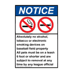 Portrait ANSI NOTICE Absolutely no alcohol, Sign with Symbol ANEP-39033