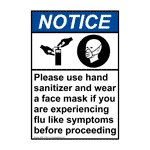 Portrait ANSI NOTICE Please use hand sanitizer Sign with Symbol ANEP-13148