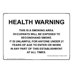 Arkansas Health Warning This Is A Smoking Area Sign NHE-6936-Arkansas