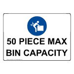 50 Piece Max Bin Capacity Sign With Symbol NHE-26877