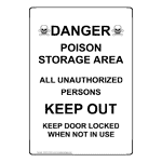 Portrait Danger Poison Storage Area Sign With Symbol NHEP-27252