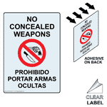 No Concealed Weapons Bilingual Label for Alcohol / Drugs / Weapons NHB-16353
