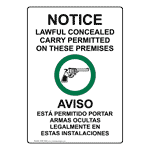 Concealed Carry Permitted Bilingual Sign NHB-16349