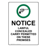 Portrait Notice Lawful Concealed Carry Sign With Symbol NHEP-16349
