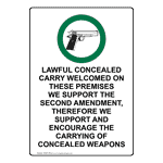 Portrait Lawful Concealed Carry Sign With Symbol NHEP-35038