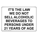 It's The Law We Do Not Sell Alcoholic Beverages Sign NHE-26757