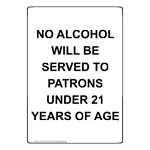Portrait No Alcohol Will Be Served To Patrons Sign NHEP-25736