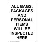 Portrait All Bags, Packages And Personal Items Sign NHEP-35757