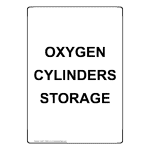 Portrait Oxygen Cylinders Storage Sign NHEP-16846