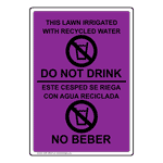 Irrigated With Recycled Water Do Not Drink Bilingual Sign NHB-14606