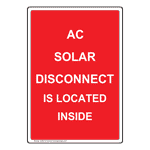 Portrait AC Solar Disconnect Is Located Inside Sign NHEP-27149