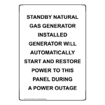 Portrait STANDBY NATURAL GAS GENERATOR INSTALLED Sign NHEP-50030