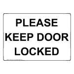 Please Keep Door Locked Sign NHE-29312