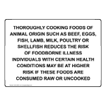 Thoroughly Cooking Foods Of Animal Origin Sign NHE-30522