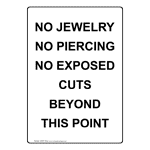 No Jewelry No Piercing No Exposed Cuts Sign for Safe Food Handling NHEP-15593