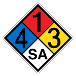 NFPA 704 Diamond Sign with 4-1-3-SA Hazard Ratings NFPA_PRINTED_413SA