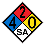 NFPA 704 Diamond Sign with 4-2-0-SA Hazard Ratings NFPA_PRINTED_420SA