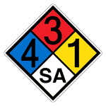 NFPA 704 Diamond Sign with 4-3-1-SA Hazard Ratings NFPA_PRINTED_431SA