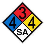 NFPA 704 Diamond Sign with 4-3-4-SA Hazard Ratings NFPA_PRINTED_434SA