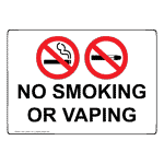No Smoking Or Vaping Sign With Symbol NHE-37699
