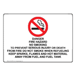 DANGER FIRE HAZARD NO SMOKING Sign With Symbol NHE-50734