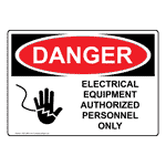 OSHA DANGER Electrical Equipment Authorized Personnel Sign With Symbol ODE-2695
