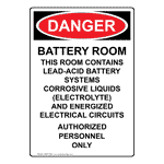 Portrait OSHA DANGER Battery Room Contains Lead-Acid Sign ODEP-19967