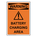 Portrait OSHA WARNING Battery Charging Area Sign With Symbol OWEP-1390
