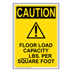 Portrait OSHA CAUTION Floor Load Capacity Sign With Symbol OCEP-3200