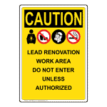 Portrait OSHA CAUTION Lead Renovation Sign With Symbol OCEP-28575