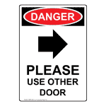Portrait OSHA DANGER Please Use Other Door Sign With Symbol ODEP-28573