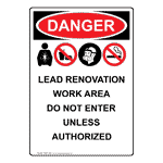 Portrait OSHA DANGER Lead Renovation Sign With Symbol ODEP-28575