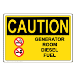OSHA CAUTION Generator Room Diesel Fuel Sign With Symbol OCE-28610