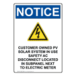 Portrait OSHA NOTICE Customer Owned PV Sign With Symbol ONEP-28629