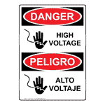 English + Spanish OSHA DANGER High Voltage Sign With Symbol ODB-3685