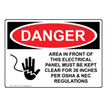 OSHA DANGER Electrical Panel Keep Clear Sign With Symbol ODE-1285