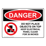 OSHA DANGER Do Not Place Objects On Top Sign With Symbol ODE-28616