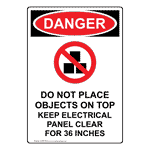 Portrait OSHA DANGER Do Not Place Objects Sign With Symbol ODEP-28616