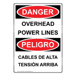 English + Spanish OSHA DANGER Overhead Power Lines Sign ODB-8345