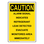 Portrait OSHA CAUTION Alarm Signal Indicates Refrigerant Sign OCEP-29940