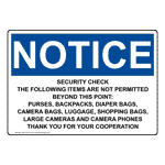 OSHA NOTICE Security Check The Following Items Are Not Sign ONE-31510