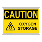 OSHA CAUTION Oxygen Storage Sign With Symbol OCE-16843